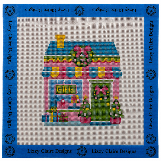 Lizzy Claire's Happy Neighborhood Gift Shop  - 18 mesh - 8 x 8 - Needlepoint Canvas