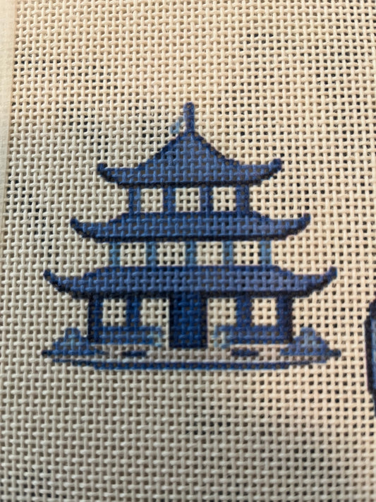 12x12 Chinoiserie Collage - 13 mesh - 12 x 12 - Needlepoint Canvas