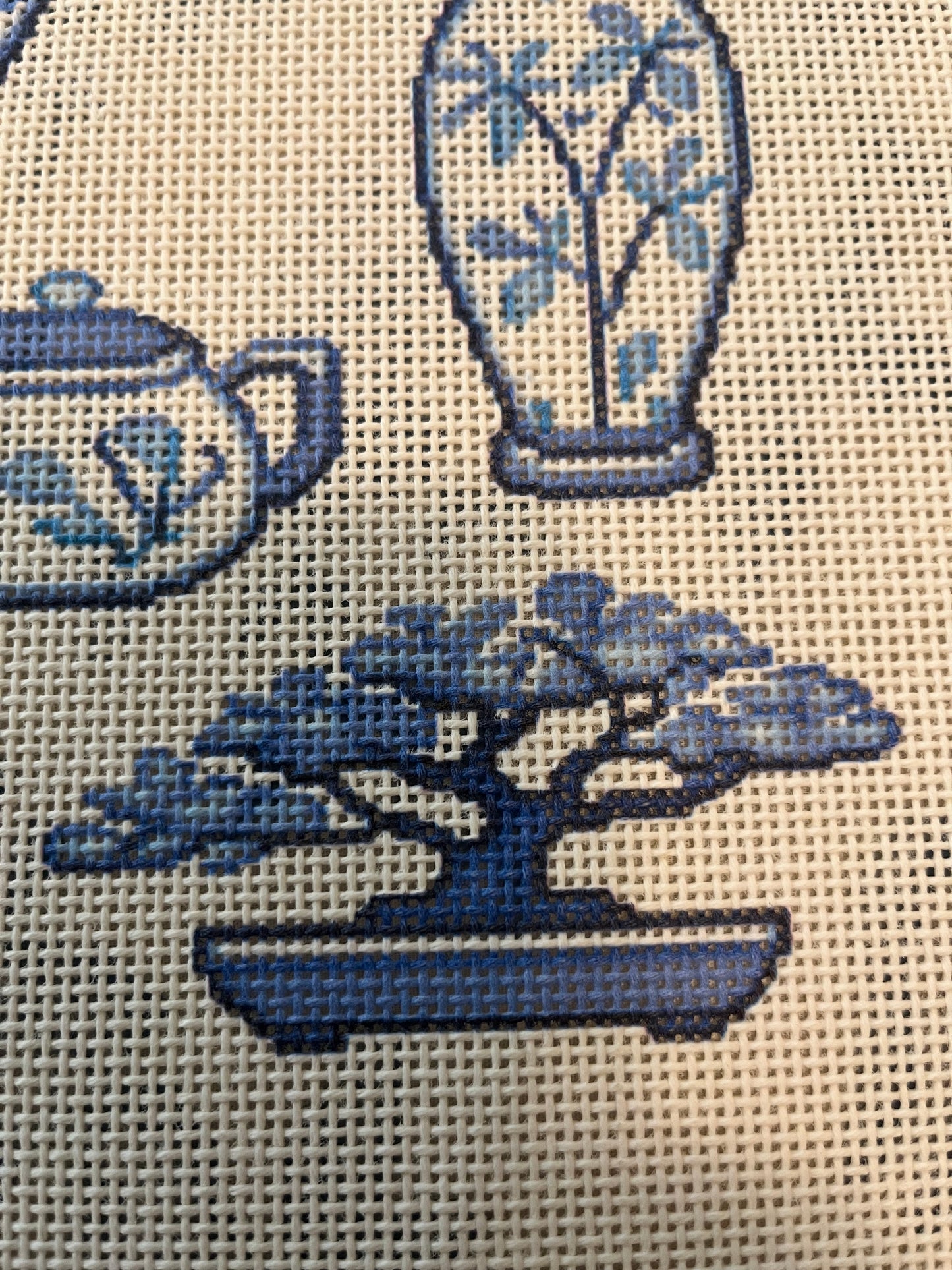 12x12 Chinoiserie Collage - 13 mesh - 12 x 12 - Needlepoint Canvas
