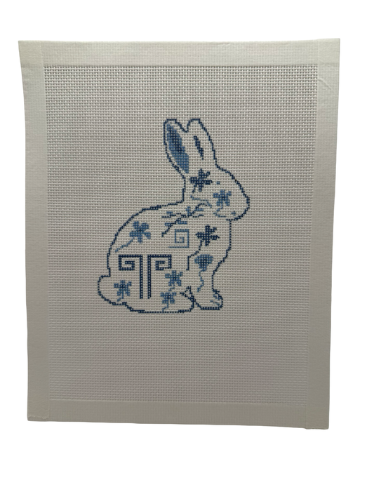 Blue and White Chinoiserie Easter Bunny - 18 mesh - 8 x 8 - Needlepoint Canvas