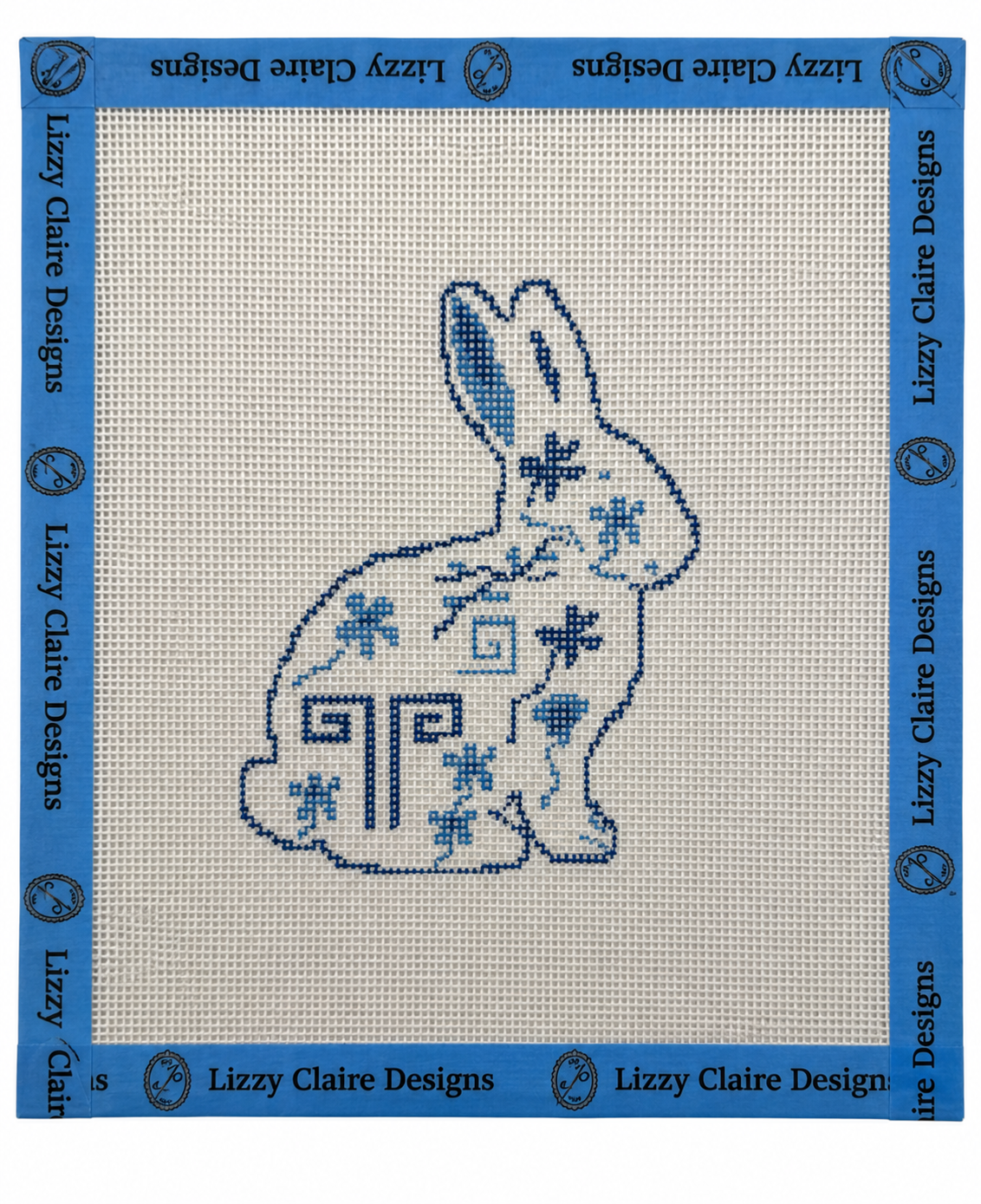Blue and White Chinoiserie Easter Bunny - 18 mesh - 8 x 8 - Needlepoint Canvas