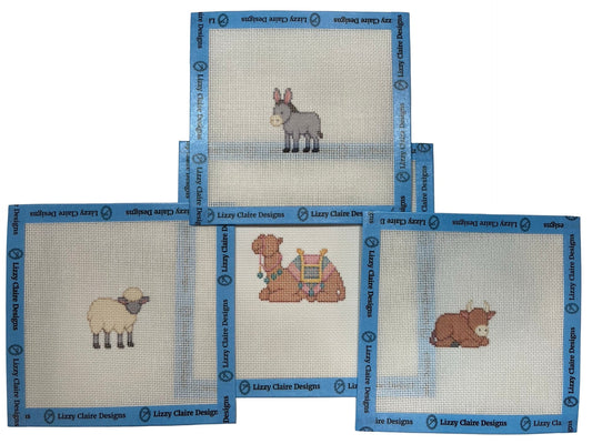 Christmas Nativity Set - Animals - 4 Canvas Set - 18 mesh - Needlepoint Canvases