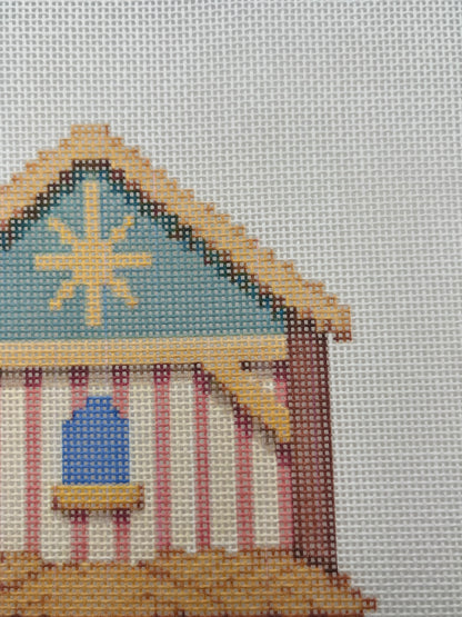 Christmas Nativity Set - Manger - 18 mesh - 8 x 8 - Needlepoint Canvas