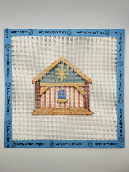 Christmas Nativity Set - Manger - 18 mesh - 8 x 8 - Needlepoint Canvas