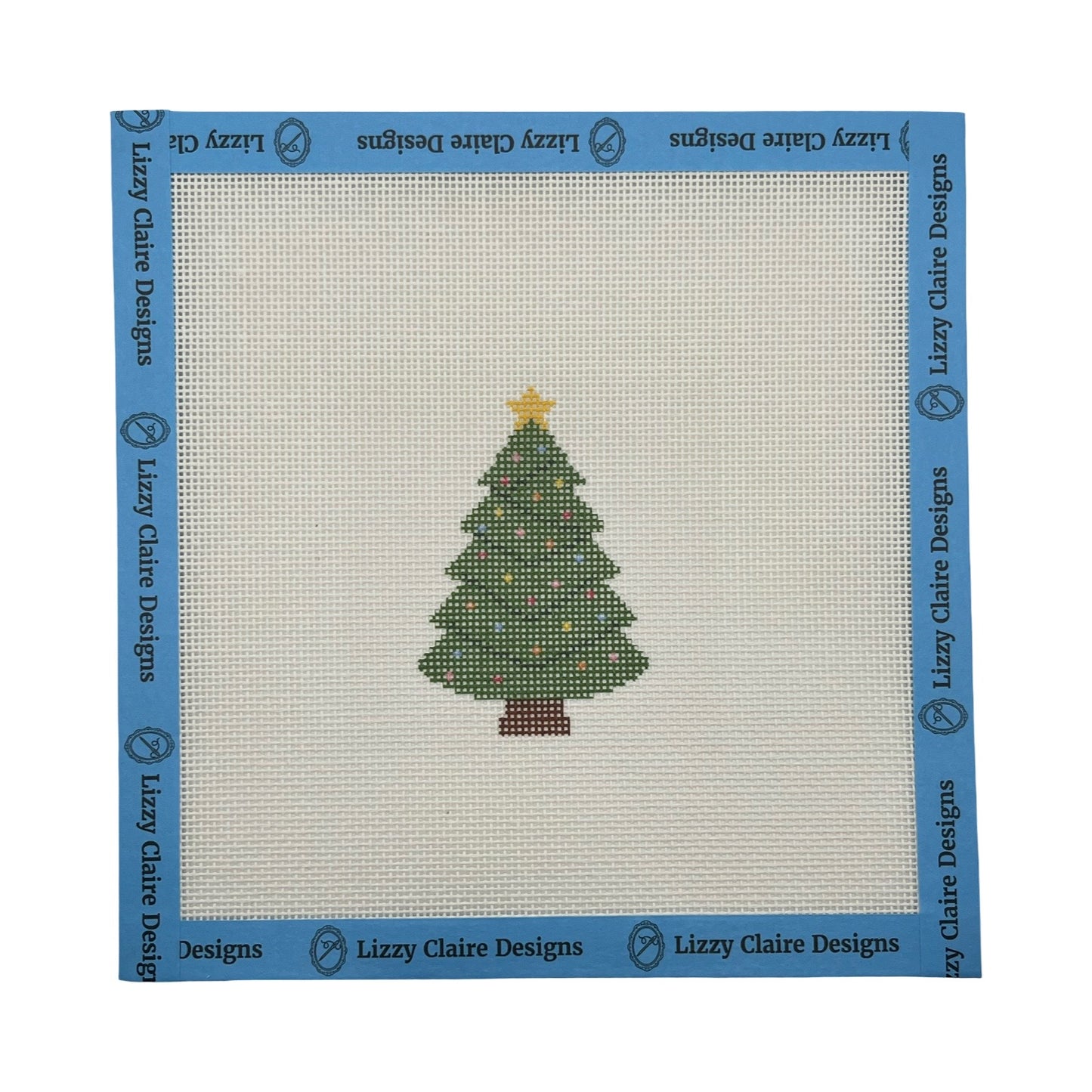 Christmas Tree with Lights and Star - 18 mesh - 7 x 7 - Needlepoint Canvas