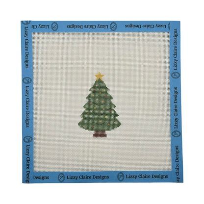 Christmas Tree with Lights and Star - 18 mesh - 7 x 7 - Needlepoint Canvas