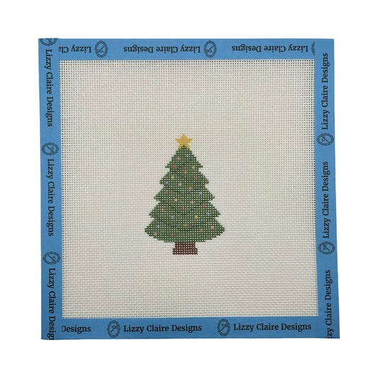 Christmas Tree with Lights and Star - 18 mesh - 7 x 7 - Needlepoint Canvas