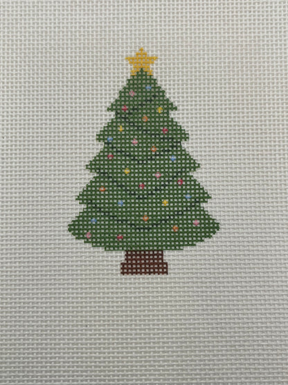 Christmas Tree with Lights and Star - 18 mesh - 7 x 7 - Needlepoint Canvas