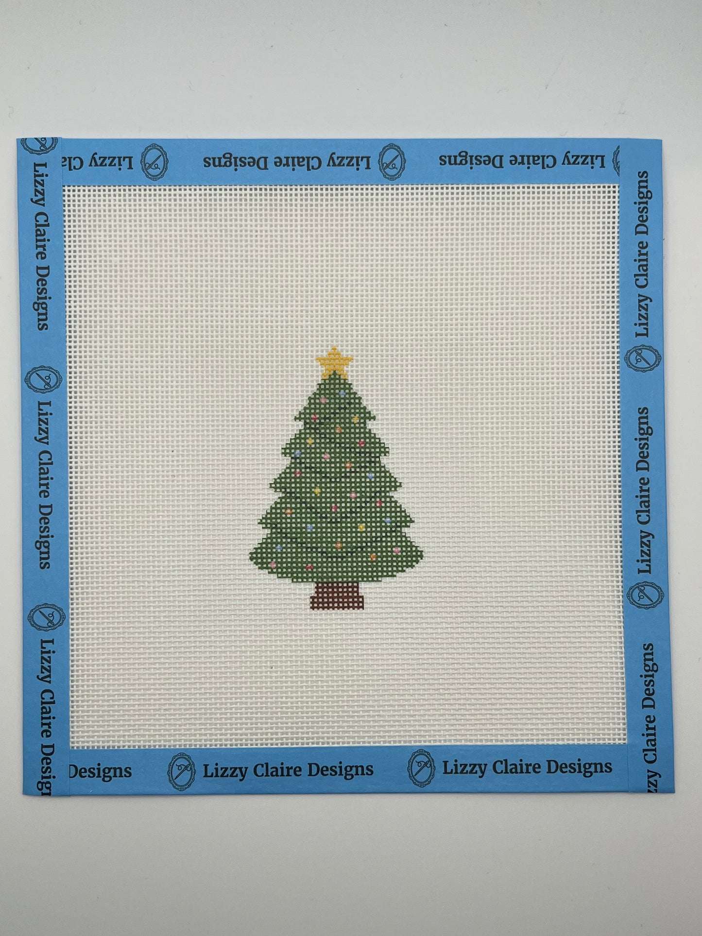 Christmas Tree with Lights and Star - 18 mesh - 7 x 7 - Needlepoint Canvas