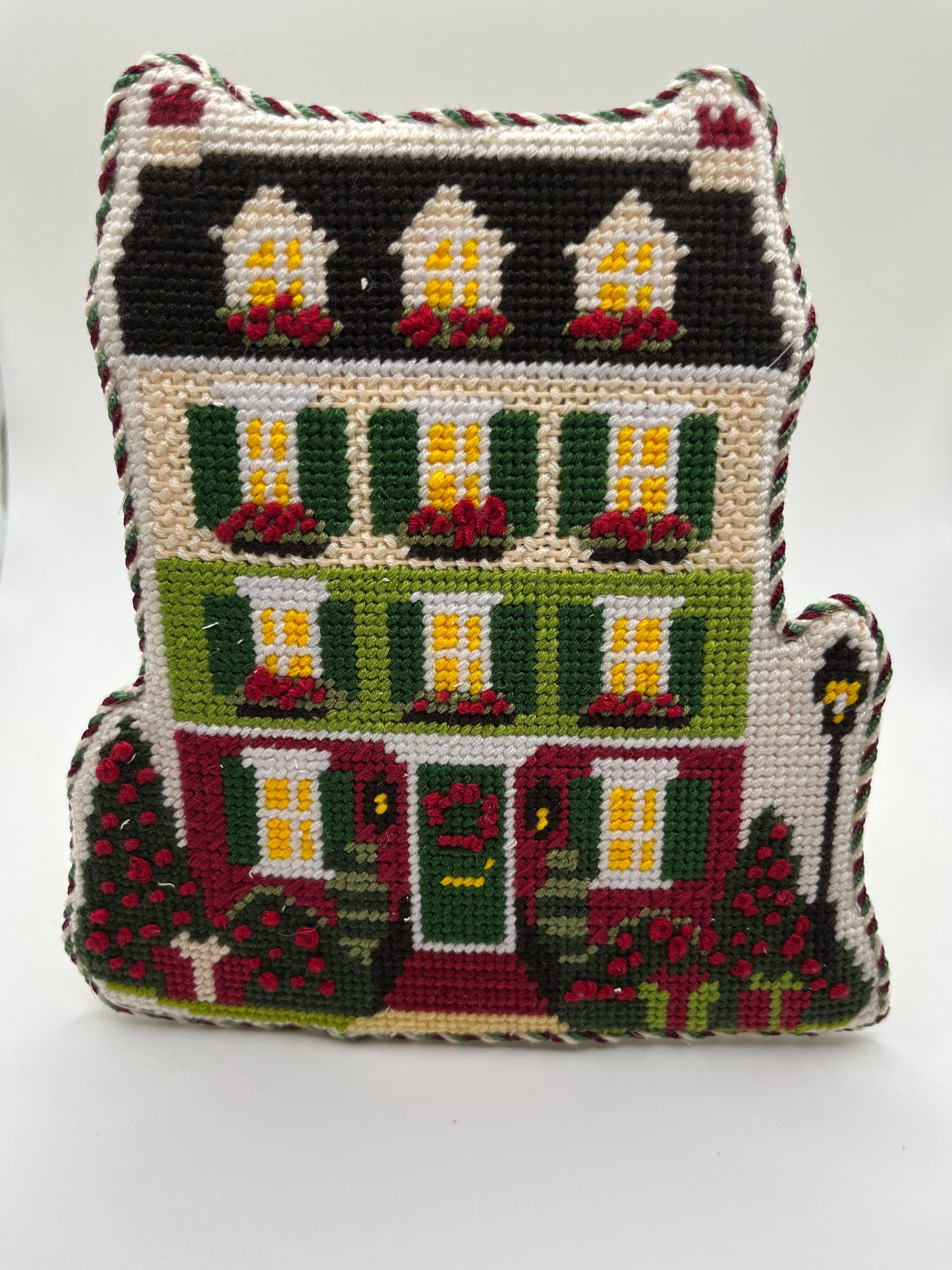 Lizzy Claire's Happy Neighborhood Christmas Townhouse - 13 mesh - 12 x 12 - Needlepoint Canvas