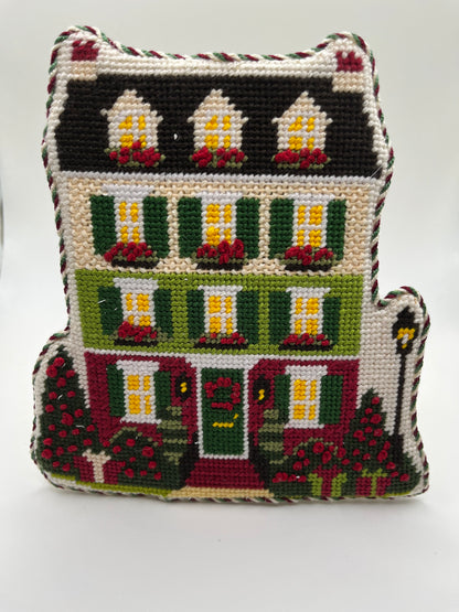 Lizzy Claire's Happy Neighborhood Christmas Townhouse - 13 mesh - 12 x 12 - Needlepoint Canvas