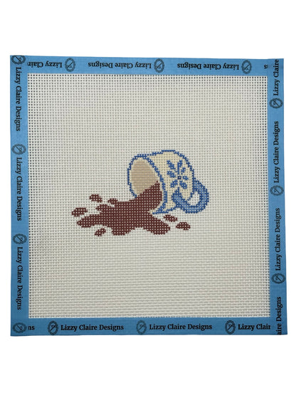 Coffee Catastrophe - 13 mesh - 7 x 7 - Needlepoint Canvas