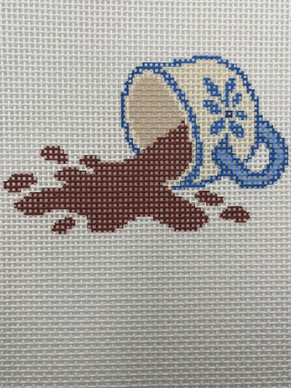 Coffee Catastrophe - 13 mesh - 7 x 7 - Needlepoint Canvas