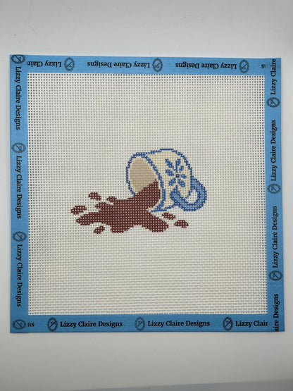 Coffee Catastrophe - 13 mesh - 7 x 7 - Needlepoint Canvas
