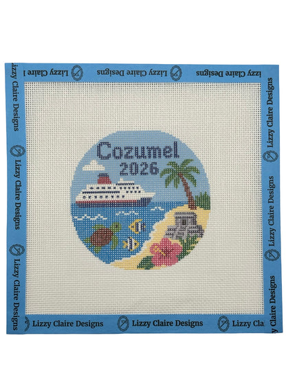 Cozumel 2026 - 18 mesh - 4 inch Round - 7 x 7 - Needlepoint Canvas