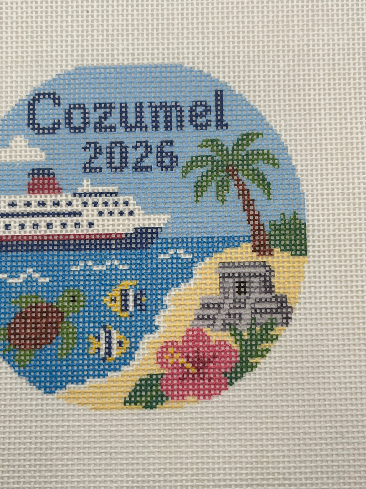 Cozumel 2026 - 18 mesh - 4 inch Round - 7 x 7 - Needlepoint Canvas