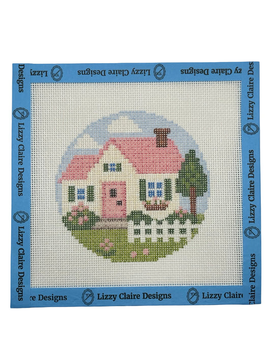 Cozy Cottage - Happy Farm Collection - 4 inch Round - 18 mesh - 6 x 6 - Needlepoint Canvas