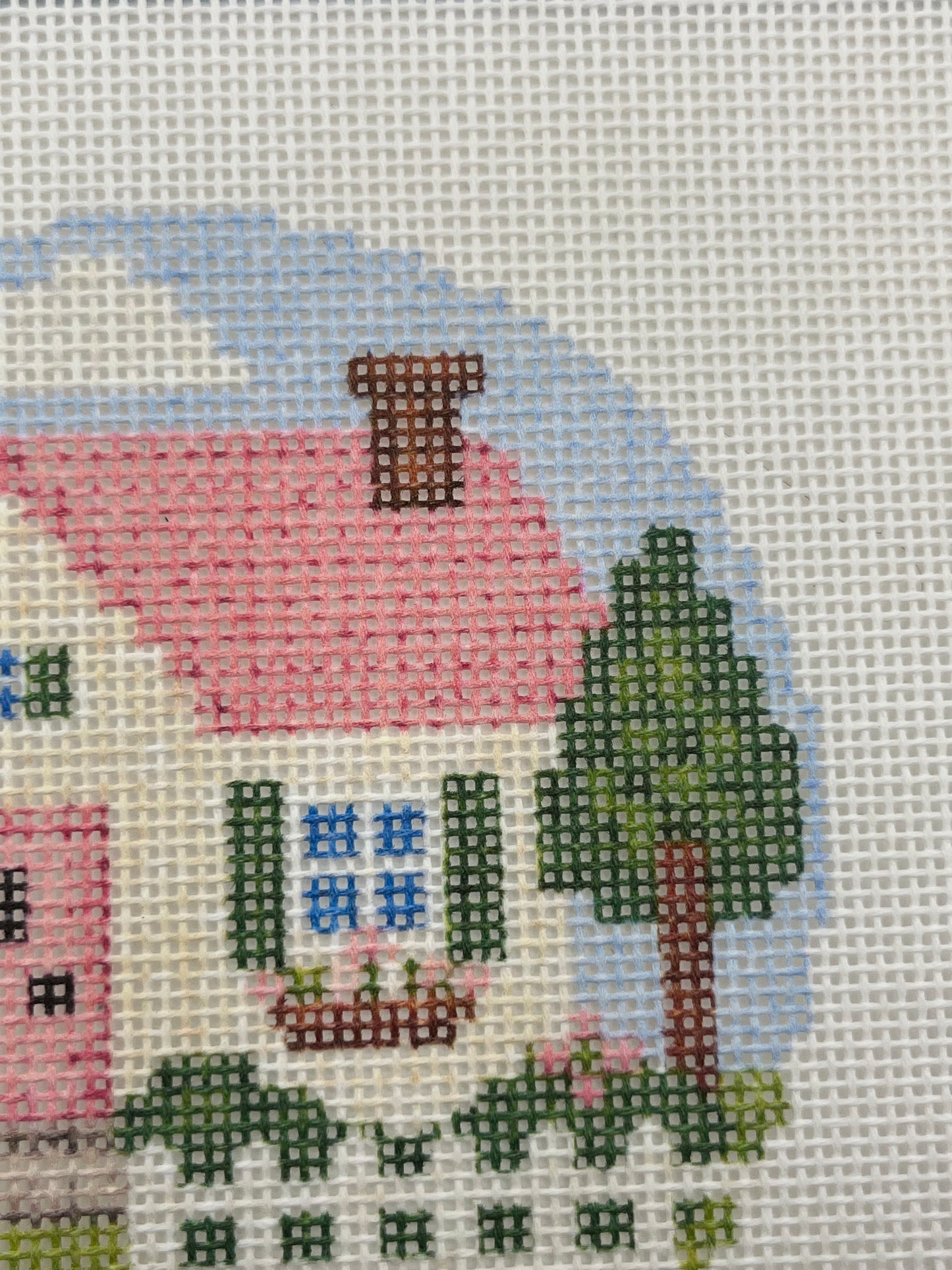 Cozy Cottage - Happy Farm Collection - 4 inch Round - 18 mesh - 6 x 6 - Needlepoint Canvas
