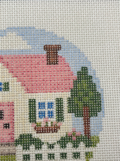 Cozy Cottage - Happy Farm Collection - 4 inch Round - 18 mesh - 6 x 6 - Needlepoint Canvas