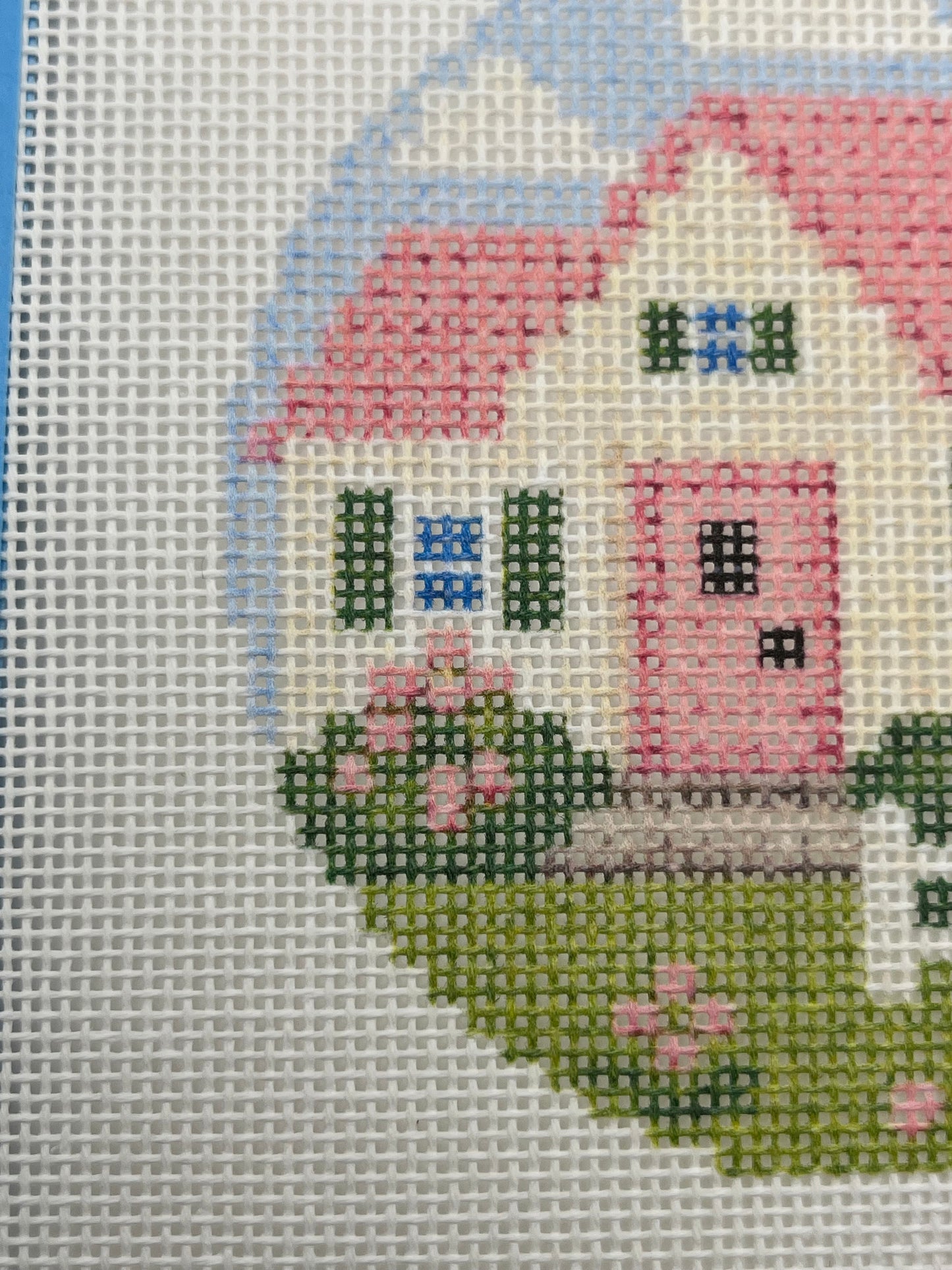 Cozy Cottage - Happy Farm Collection - 4 inch Round - 18 mesh - 6 x 6 - Needlepoint Canvas