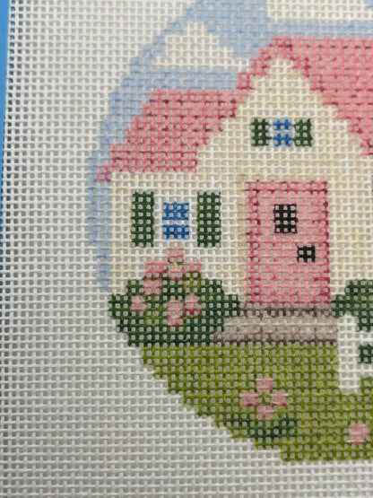 Cozy Cottage - Happy Farm Collection - 4 inch Round - 18 mesh - 6 x 6 - Needlepoint Canvas