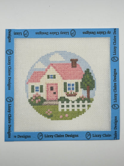 Cozy Cottage - Happy Farm Collection - 4 inch Round - 18 mesh - 6 x 6 - Needlepoint Canvas