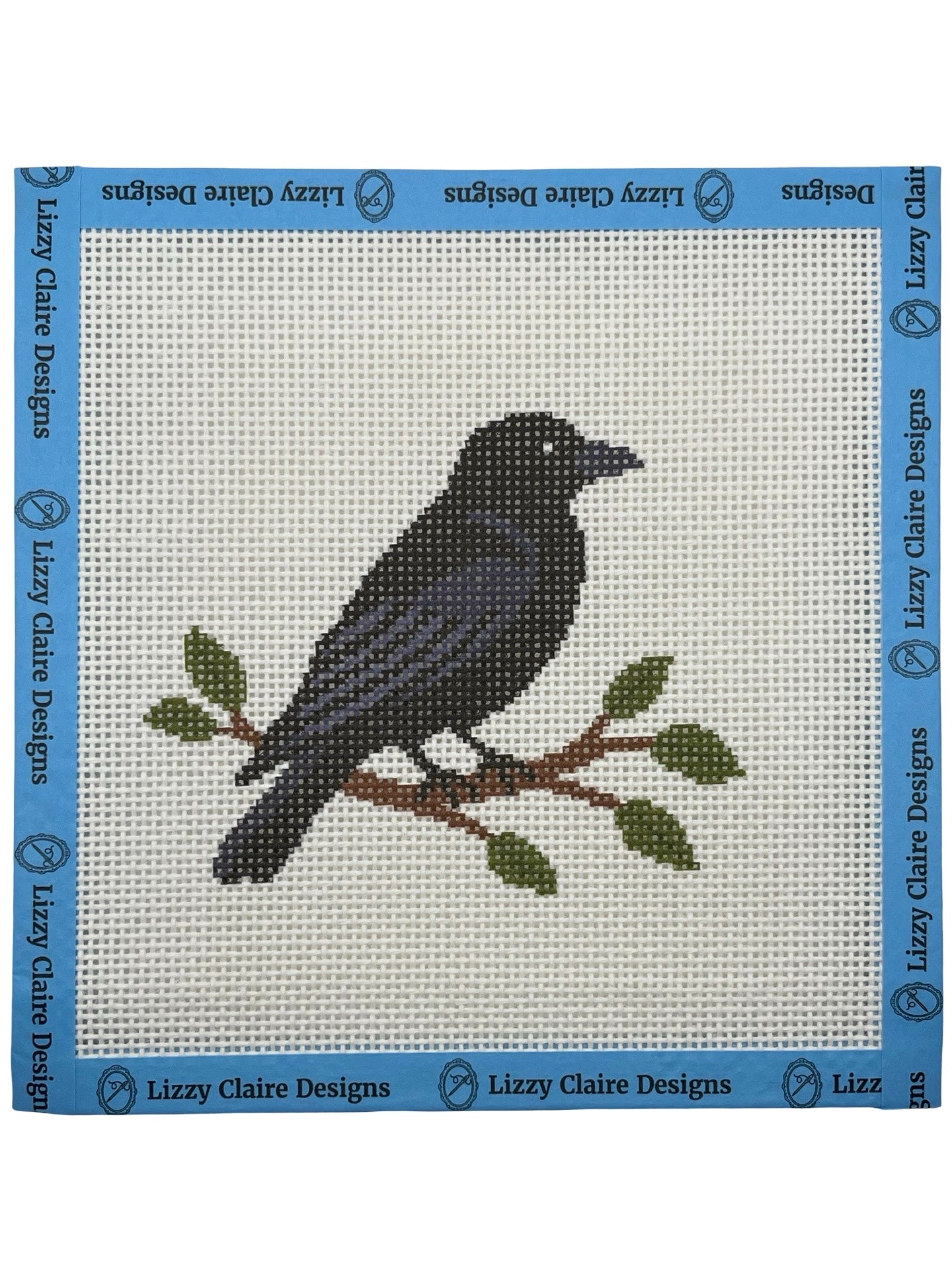 Crow on a Branch- 13 mesh - 7 x 7 - Needlepoint Canvas