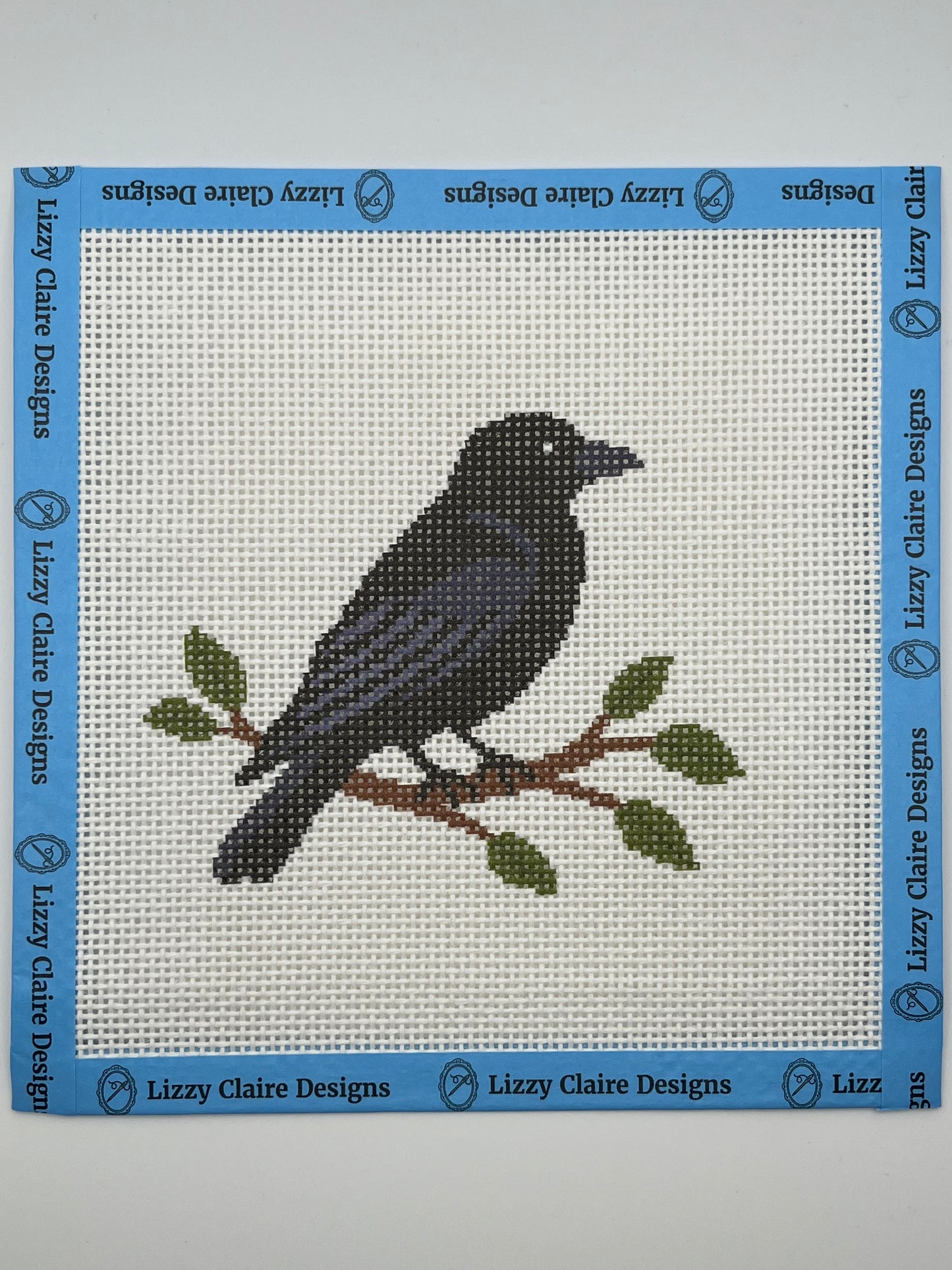 Crow on a Branch- 13 mesh - 7 x 7 - Needlepoint Canvas