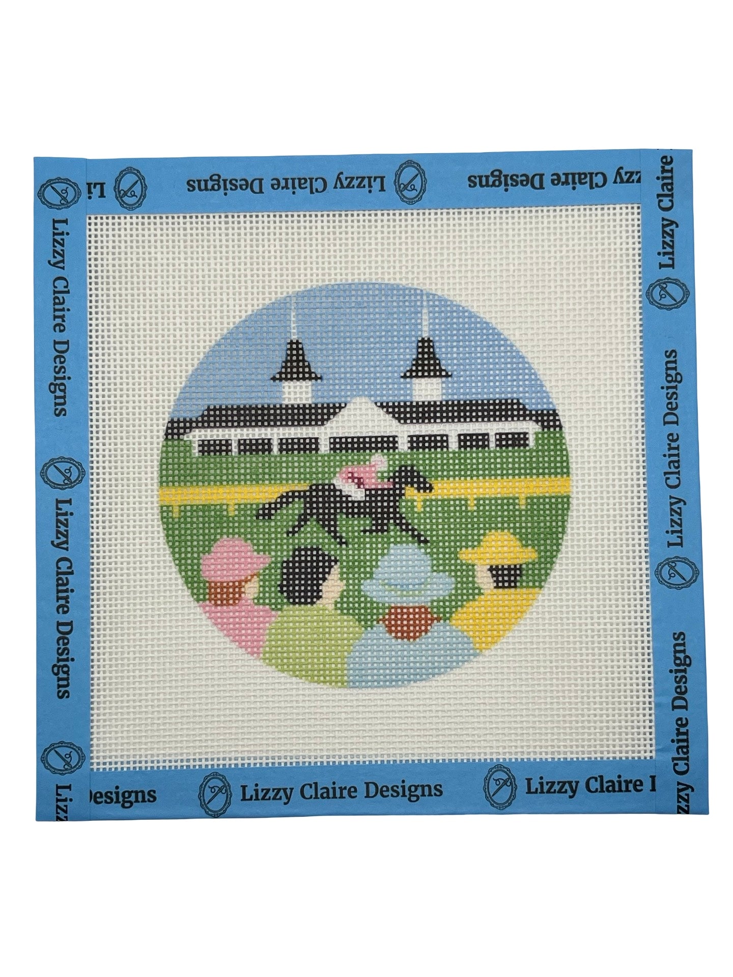 Derby Day - 18 mesh - 4 inch Round - 6 x 6 - Needlepoint Canvas