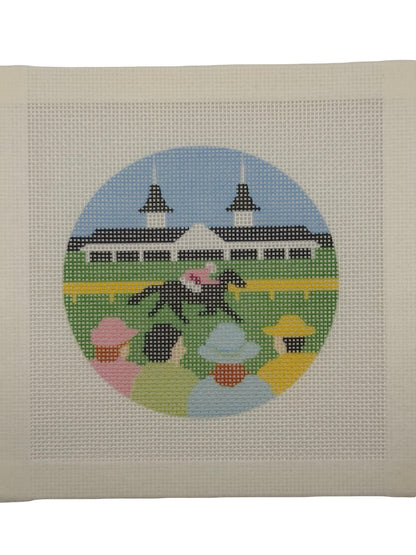 Derby Day - 18 mesh - 4 inch Round - 6 x 6 - Needlepoint Canvas