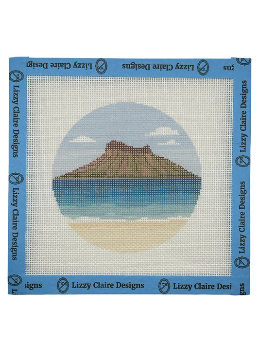 Diamond Head Crater - 18 mesh - 4 inch Round - 6 x 6 - Needlepoint Canvas