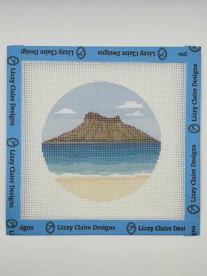 Diamond Head Crater - 18 mesh - 4 inch Round - 6 x 6 - Needlepoint Canvas