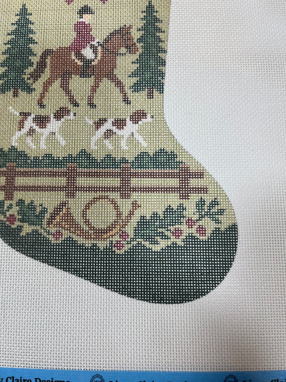 English Hunt Christmas Stocking - 18 mesh - 10 x 12 - Needlepoint Canvas