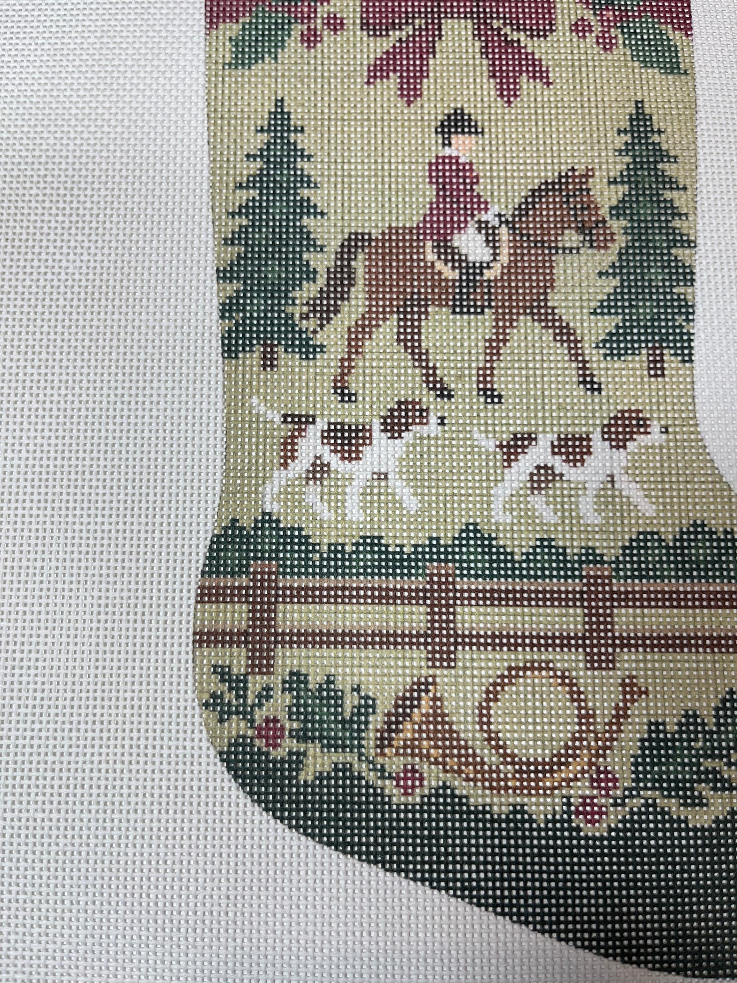 English Hunt Christmas Stocking - 18 mesh - 10 x 12 - Needlepoint Canvas