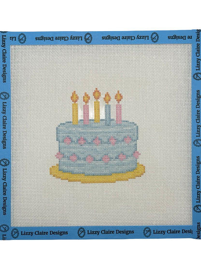 Birthday Cake (5 candle) - 18 mesh - 8 x 8 - Needlepoint Canvas