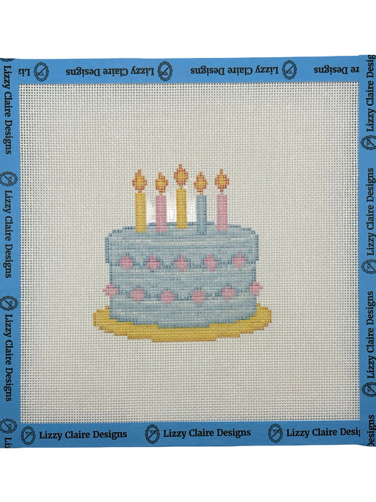 Birthday Cake (5 candle) - 18 mesh - 8 x 8 - Needlepoint Canvas