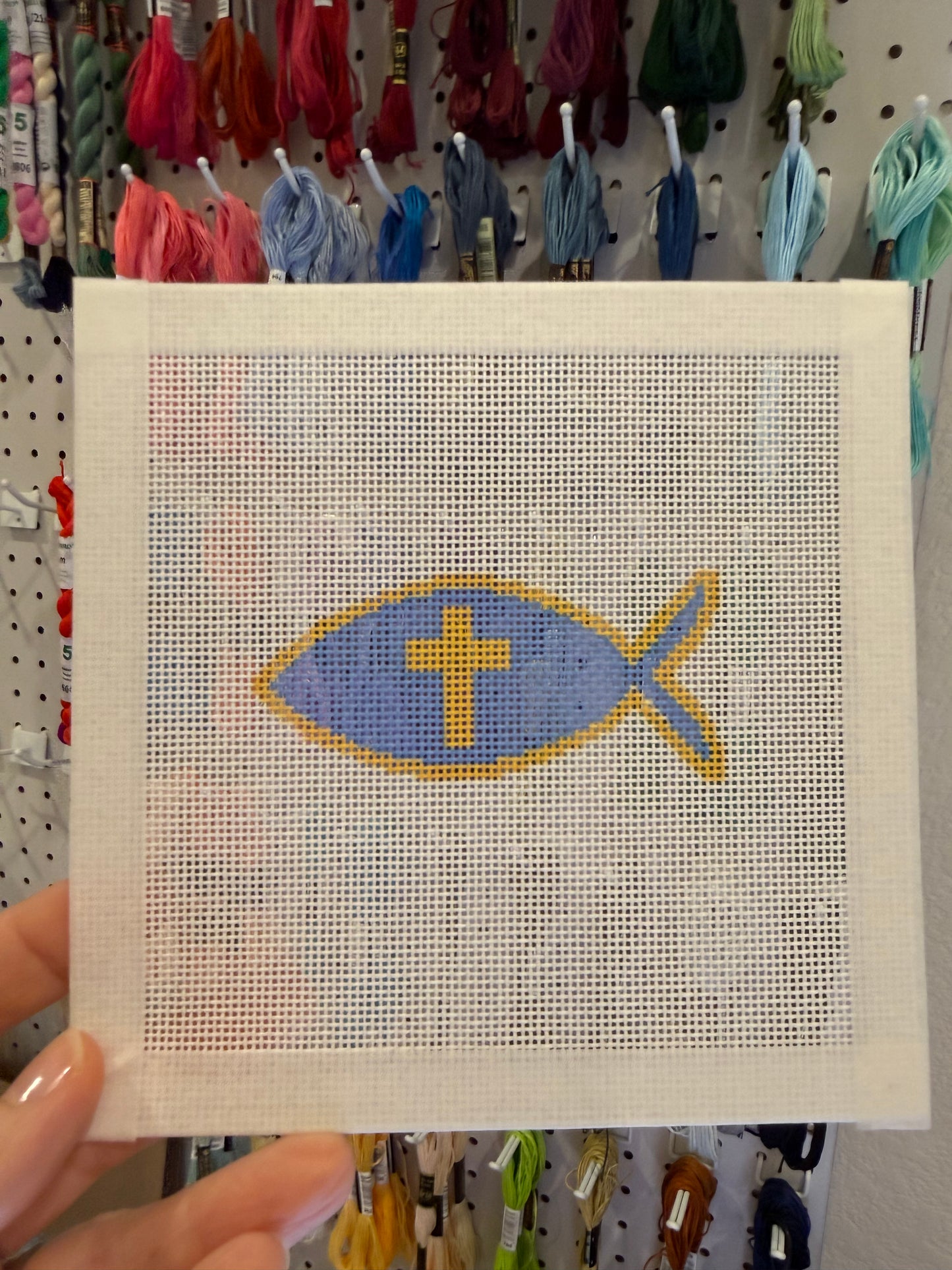 Faith Fish - 18 mesh - 6 x 6 - Needlepoint Canvas