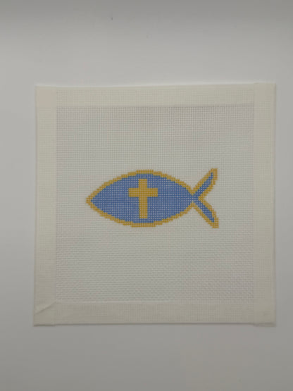 Faith Fish - 18 mesh - 6 x 6 - Needlepoint Canvas