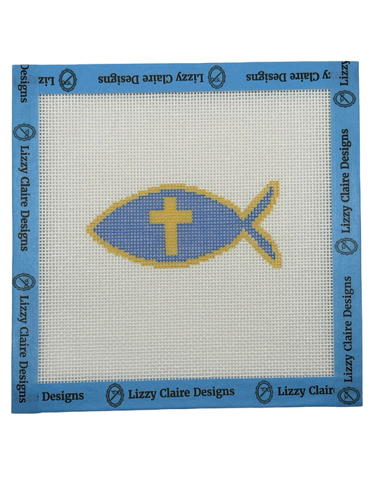 Faith Fish - 18 mesh - 6 x 6 - Needlepoint Canvas