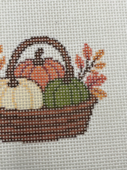 Fall Pumpkin Basket - 18 mesh - 6 x 6 - Needlepoint Canvas