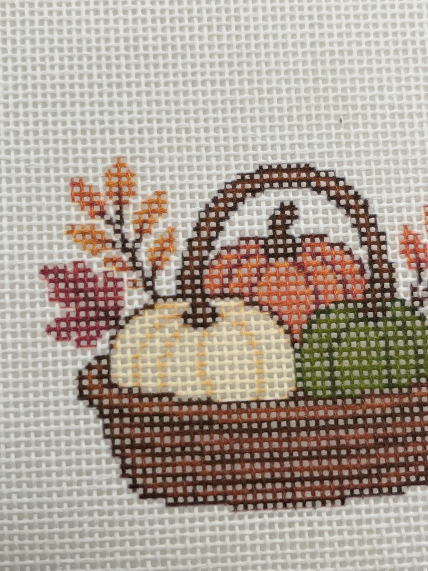 Fall Pumpkin Basket - 18 mesh - 6 x 6 - Needlepoint Canvas