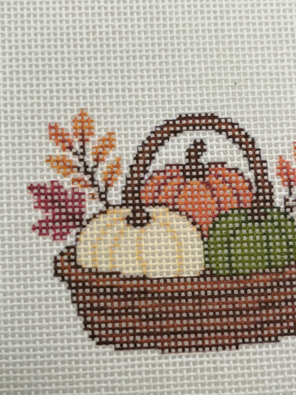 Fall Pumpkin Basket - 18 mesh - 6 x 6 - Needlepoint Canvas