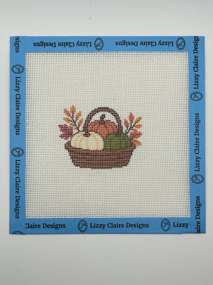 Fall Pumpkin Basket - 18 mesh - 6 x 6 - Needlepoint Canvas