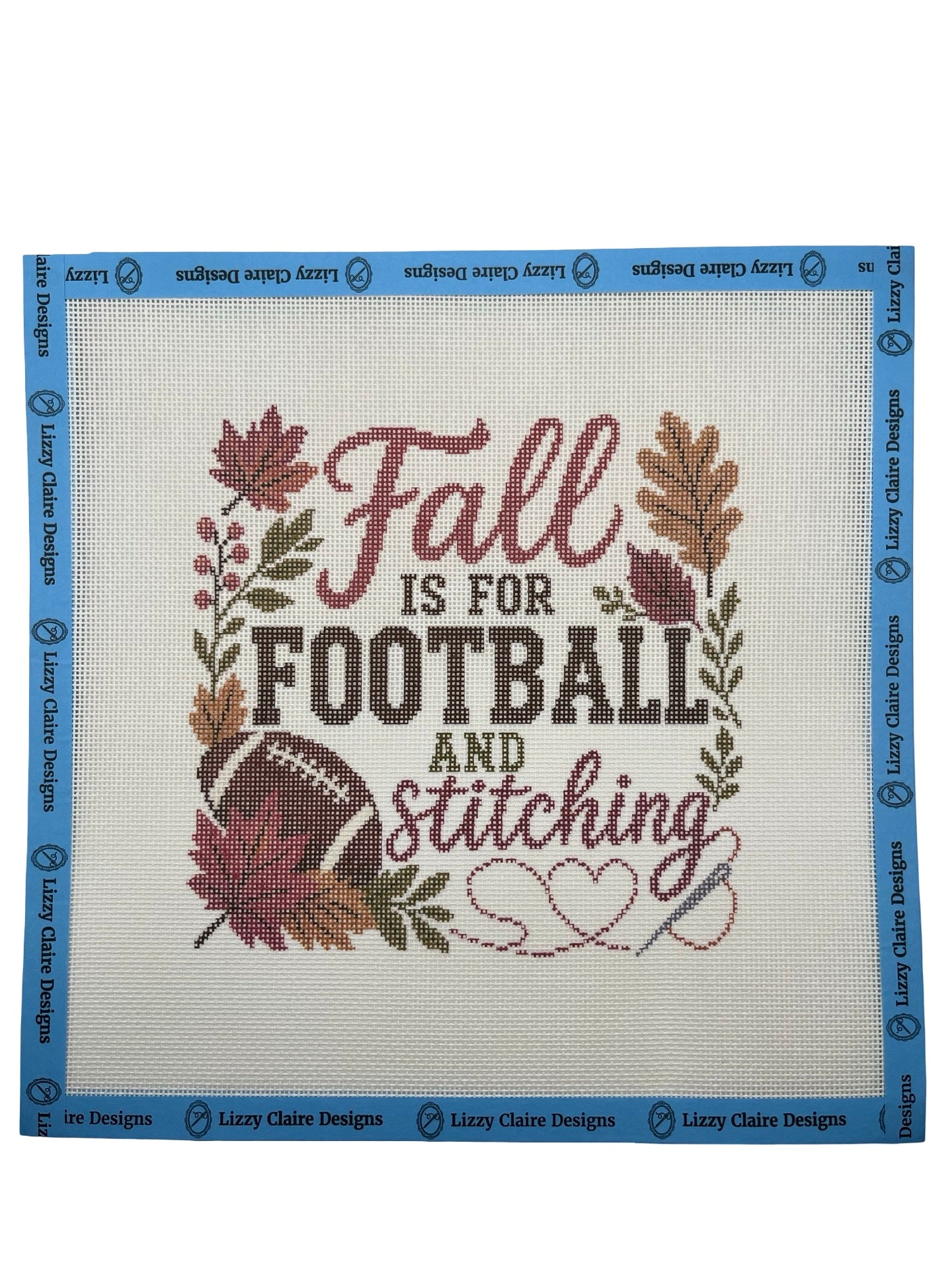 Fall is for Football and Stitching - 18 mesh - 10 x 10 - Needlepoint Canvas