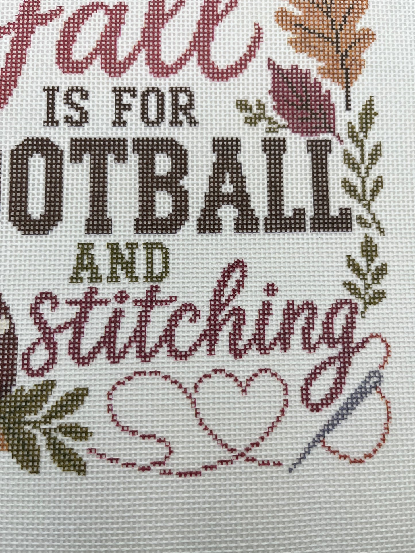 Fall is for Football and Stitching - 18 mesh - 10 x 10 - Needlepoint Canvas
