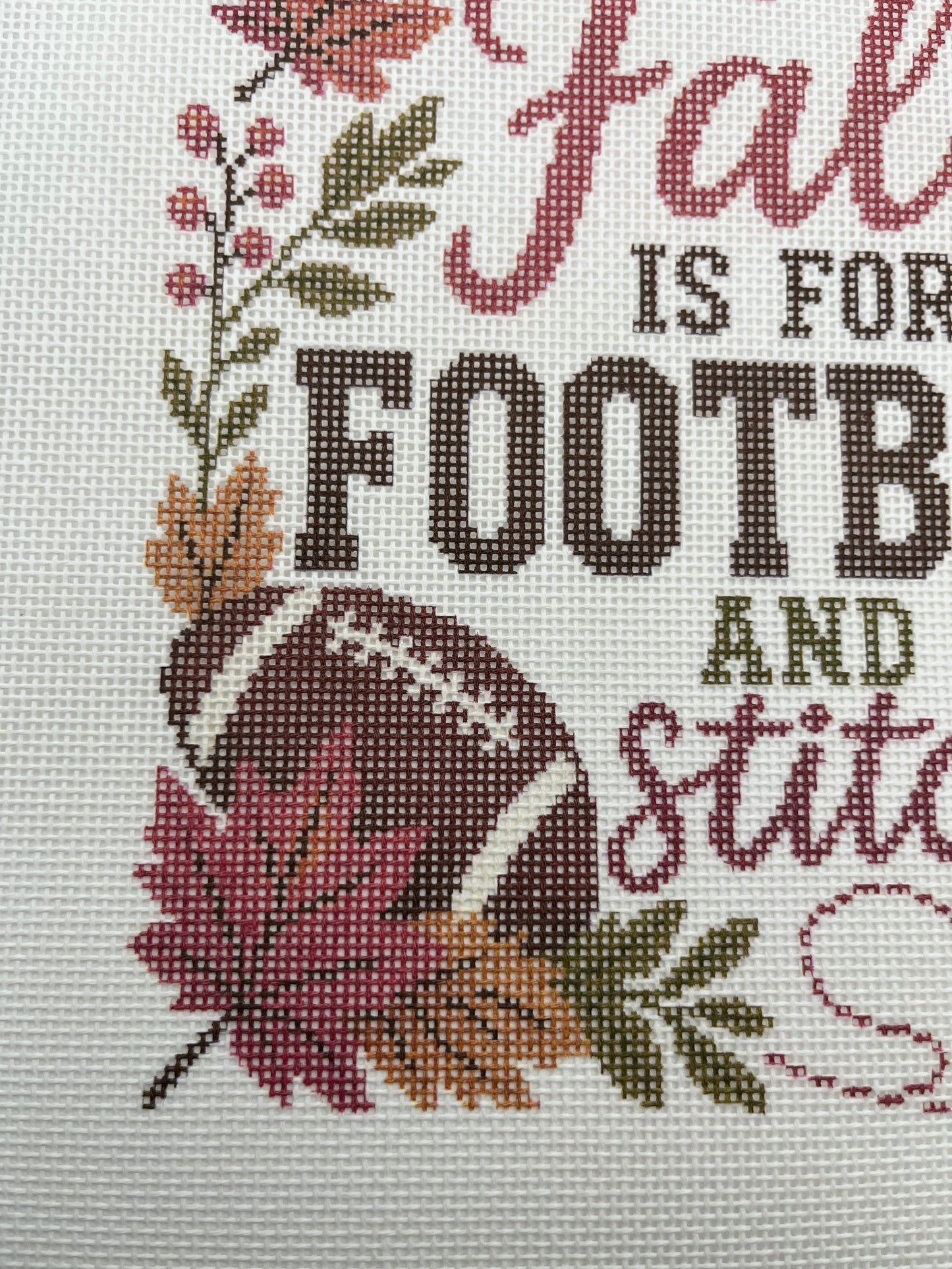 Fall is for Football and Stitching - 18 mesh - 10 x 10 - Needlepoint Canvas