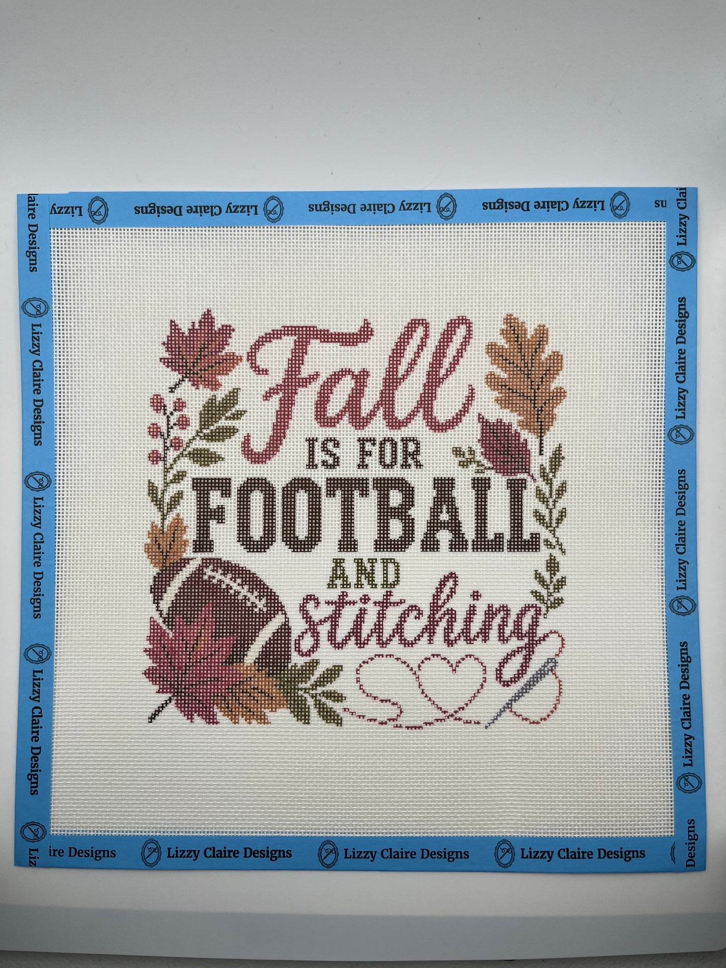 Fall is for Football and Stitching - 18 mesh - 10 x 10 - Needlepoint Canvas