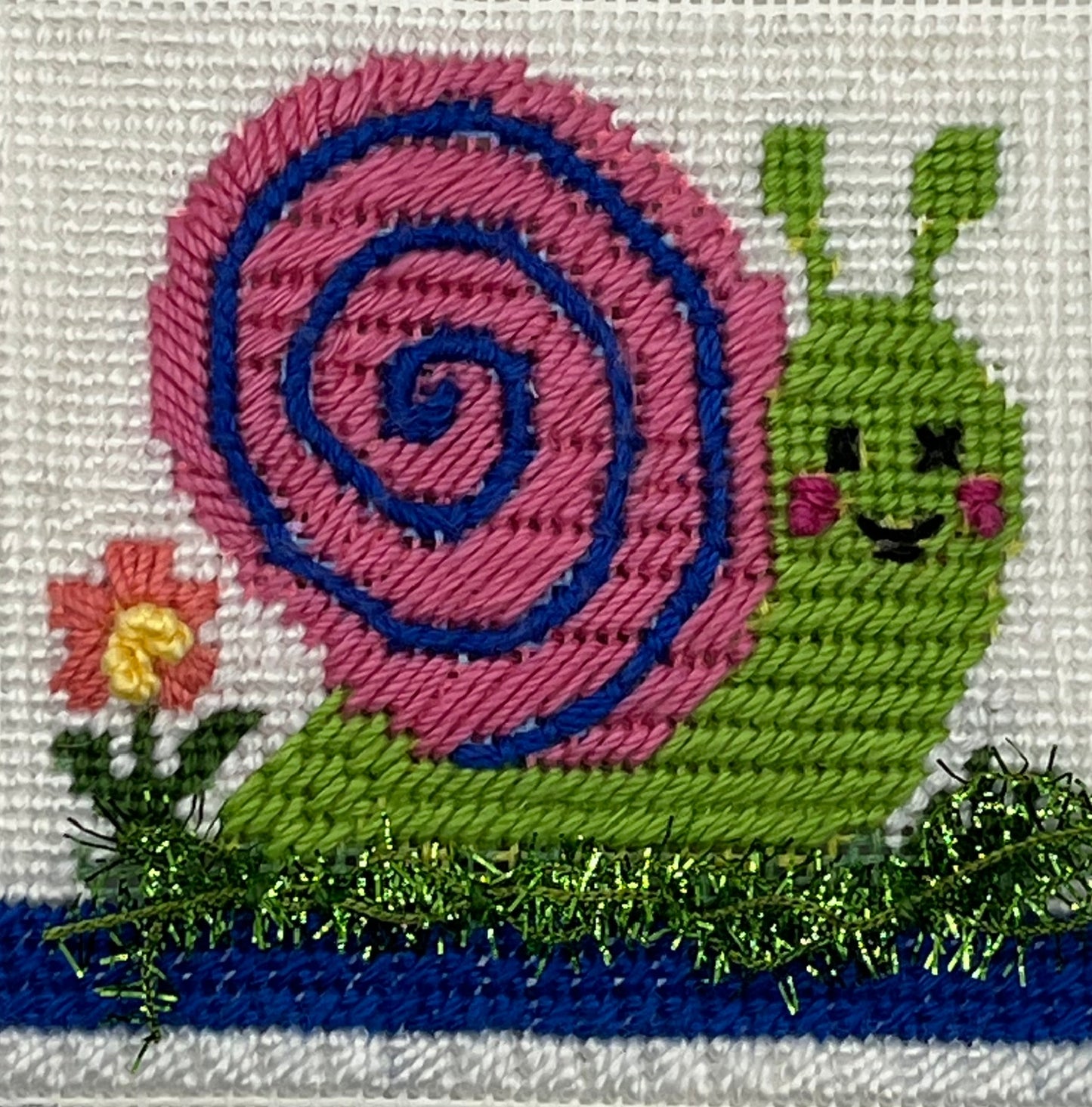 Happy Snail - 18 mesh - 6 x 6 - Needlepoint Canvas
