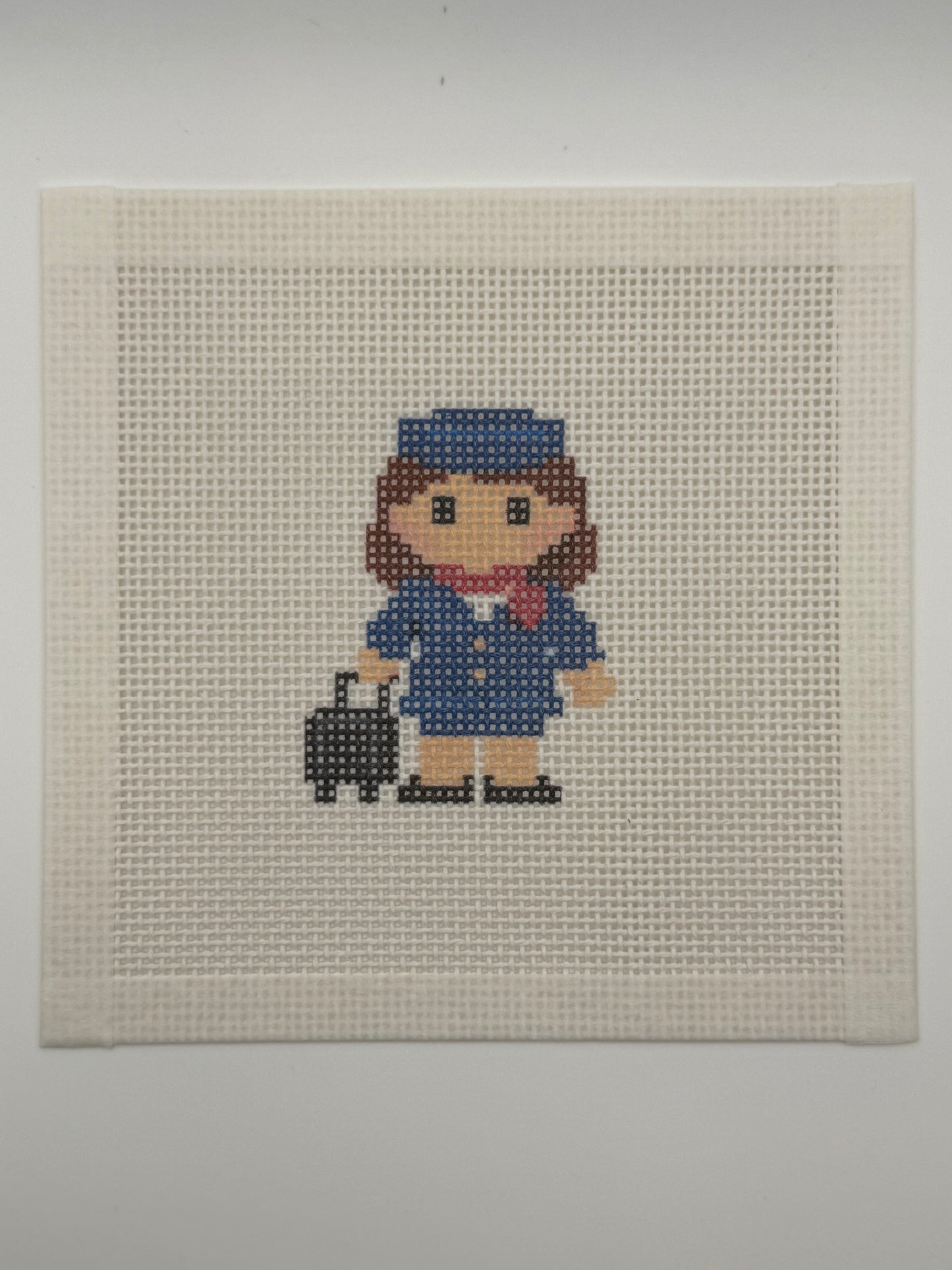 Flight Attendant Lizzy Claire - 13 mesh - 6 x 6 - Needlepoint Canvas