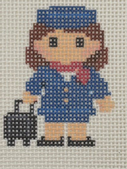 Flight Attendant Lizzy Claire - 13 mesh - 6 x 6 - Needlepoint Canvas